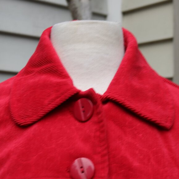 EUC Requirements Red Stretch Corduroy Round Collar Jacket Sz LARGE Box 7 - Picture 2 of 7